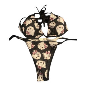 Hello Kitty Two-Piece String Bikini Set Size M Black